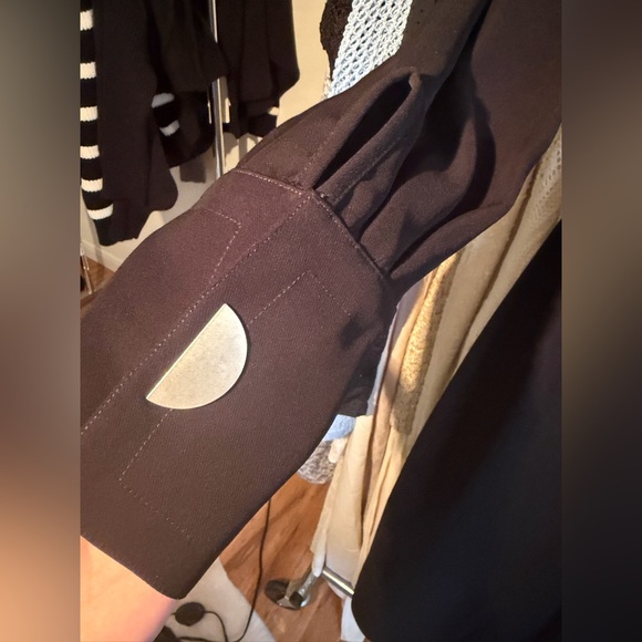 Yigal Azrouël Crepe Midi Length Dress Open Slit Long Sleeve - Picture 6 of 9